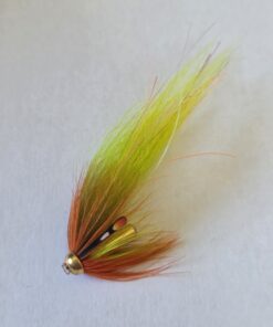 Tube Flie brass Tube 10mm Scandi Green-Olive&Orange 6 cm Wing