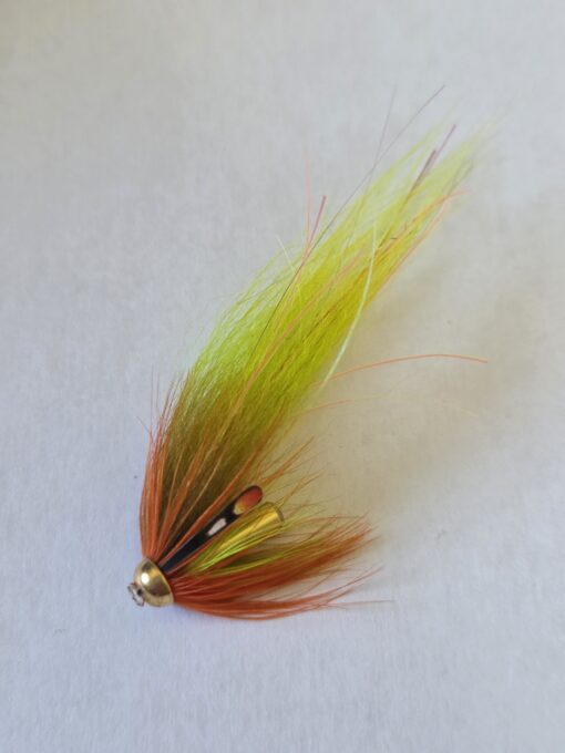 Tube Flie brass Tube 10mm Scandi Green-Olive&Orange 6 cm Wing