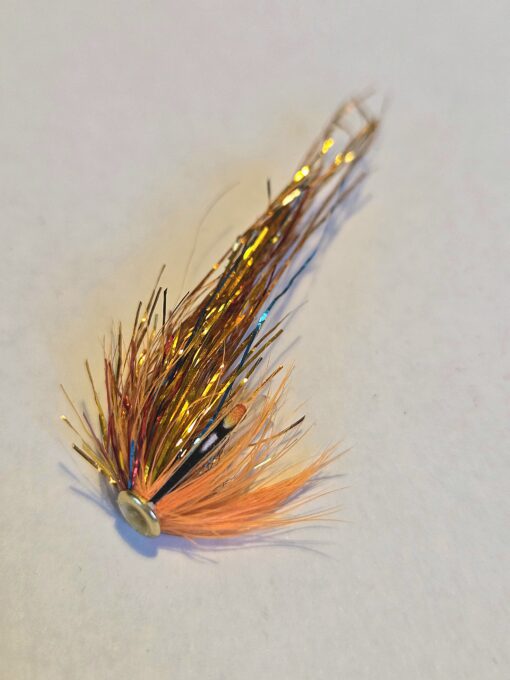 Tube Flie Frontlip brass Tube 10mm Scandi Flash-Wing Fluo Orange  Style